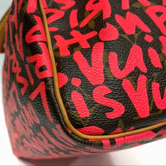 Louis Vuitton Speedy 30 Pink Brown Graffiti Sprouse Carryall Top HandleBag - Picture 9 of 16